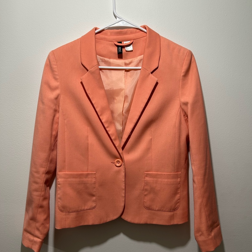 H&M Pink Tailored Blazer with Notched Lapel